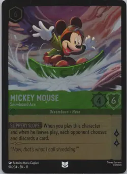 Disney Lorcana Winterspell (11) COLD FOIL #91 Mickey Mouse - Snowboard Ace - Image 1