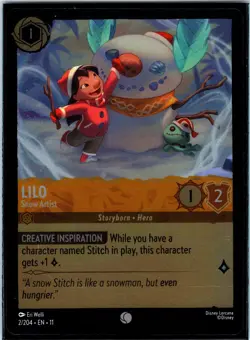 Disney Lorcana Lilo - Snow Artist COLD FOIL Winterspell #2/204 NM - Image 1