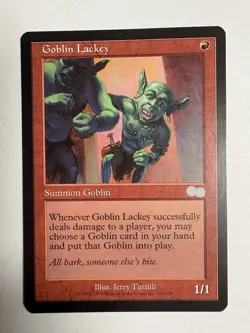 Magic: The Gathering Goblin Lackey #190 Urza's Saga NM Never Played - Image 1