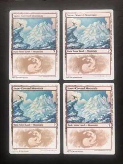4x Snow Covered Mountain White Border Basic MB2 Mystery MTG Magic The Gathering - Image 1