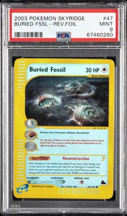 2003 POKEMON SKYRIDGE #47 BURIED FOSSIL-REVERSE FOIL PSA 9 - Image 1