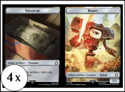 MTG - 4 x Robot (3/3) / Treasure (0019) Token - Playset 4x x4 - Fallout - Image 1