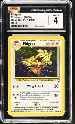 Pidgeot Pokemon (2000) Base Set 2 #14/130 Holo CGC 4 VG/EX - Image 1