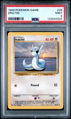 PSA 9 MINT Pokemon TCG Dratini 026/102 Base Set Regular - Image 1