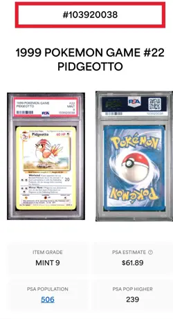 (MA4) Pidgeotto - 22/102 - #22 Pokemon Base Set PSA Mint 9 - Image 3