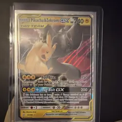 Pokemon Pikachu & Zekrom GX TAG TEAM Ultra Rare Holo 33/181 Sm-Team Up 240 HP - Image 1