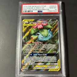 PSA 10 Gem Mint Venusaur & Snivy GX Full Art SM229 Pokemon Sun & Moon Promo - Image 1