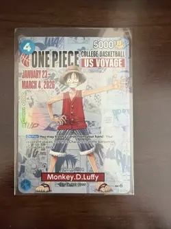 Monkey.D.Luffy College Basketball US Voyage P-055 One Piece Promo Open - Image 1