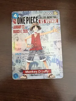 Monkey.D.Luffy College Basketball US Voyage P-055 One Piece Promo Open - Image 3