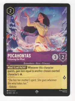 Disney Lorcana Winterspell POCAHONTAS Following the Wind Super Rare #42/204 - Image 1