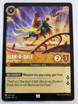 Disney Lorcana Shimmering Skies Alan-A-Dale Rockin’ Rooster 20/204 NM - Image 1