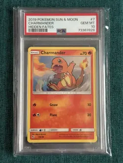 2019 Pokemon SM Hidden Fates Charmander 7/68 PSA 10 Gem Mint - Image 1