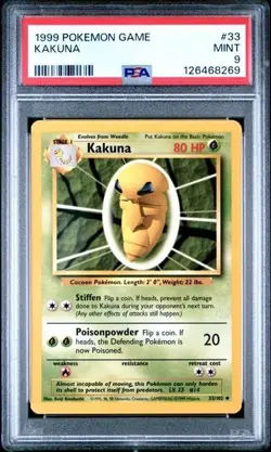 KAKUNA #33/102 PSA 9 • 1999 Pokemon Base Set Unlimited - Image 1