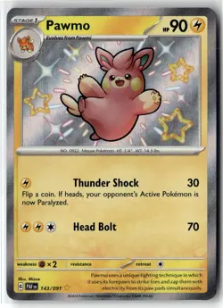 Pawmo ⭐ 143/091 Holo Shiny Rare Paldean Fates 2024 Pokemon NM - Image 1