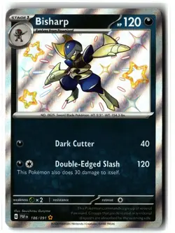 Bisharp ⭐ 186/091 Holo Shiny Rare Paldean Fates 2024 Pokemon NM - Image 1
