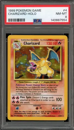 Pokemon Charizard Base Set Unlimited Holo Rare #4 PSA 8 - Image 1