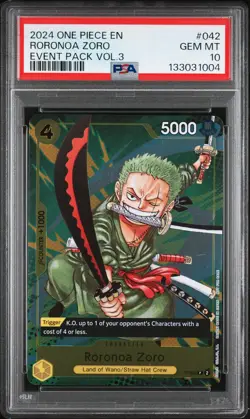 2024 ONE PIECE EVENT PACK VOL.3 #042 RORONOA ZORO PSA 10 - Image 1