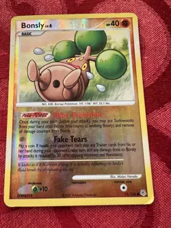 Pokemon Bonsly 71/130 Diamond & Pearl Reverse Holo Basic Common Card English - Image 1