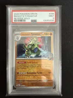 2025 POKEMON DRI EN-DESTINED RIVALS #096 TEAM ROCKET'S TYRANITAR PSA 9 - Image 1
