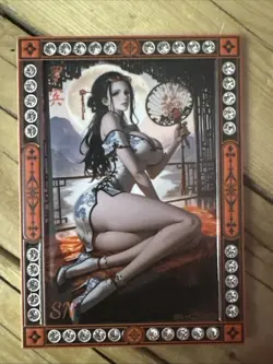 One Piece CCG Goddess Nico Robin Metal Card - Traditional Oriental Fan - Image 1