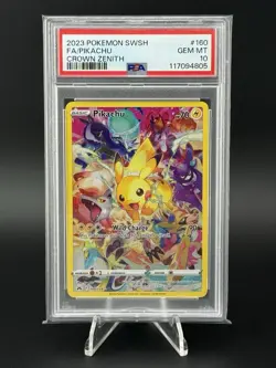 Pokemon Pikachu TCG Full Art Secret Rare Holo Card Crown Zenith 160/159 PSA 10 - Image 1