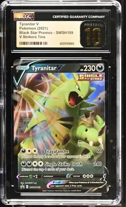 Pokemon POP 6 CGC 10 PRISTINE Tyranitar V SWSH109 V Striker Tins Promo - Image 1