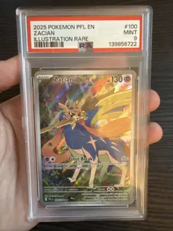 Zacian 100/094 Illustration Rare 2025 Pokemon Phantasmal Flames PSA 9 Mint - Image 3
