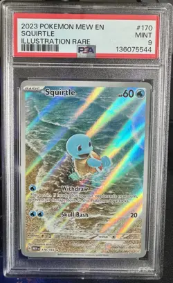 Pokemon Squirtle 170/165 Sv: Scarlet & Violet 151 Illustration Rare Holo PSA 9 - Image 1