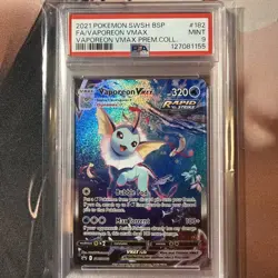 2021 POKEMON SWSH BLACK STAR PROMO #182 FULL ART/VAPOREON VMAX PSA 9 - Image 1