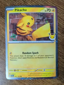 Pikachu Pokemon Day Cosmos Holo 051/162 SWIRL Stamped 30th Anniversary - Image 3