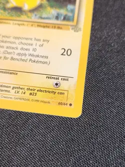 Pokemon TCG Jungle Pikachu Card 60/64 Regular Unlimited Common LP - Image 3