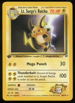 Pokemon 2000 1st Ed Gym Heroes - Lt. Surge's Raichu - Rare - 28 - Image 1