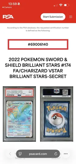 Pokemon TCG Charizard Vstar Brilliant Stars 174/172 Secret Rare PSA 9 Mint. - Image 4