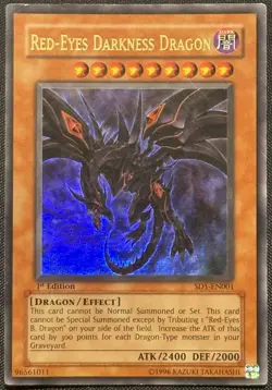 Yugioh Red-Eyes Darkness Dragon 1st Edition Ultra Rare SD1-EN001 MP - Image 1