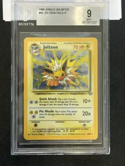 Beckett 9 MINT Jolteon 1999 Jungle 4/64 Holo Pokemon Card - Image 3