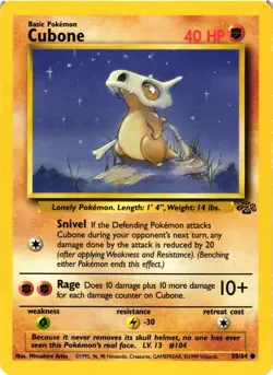 Pokemon TCG Cubone Jungle 50/64 Regular Unlimited Common LP - Image 1