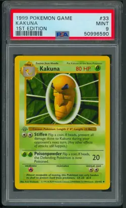 Pokemon 1st Edition Base Set Kakuna 33/102 PSA 9 - Image 1