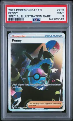 PSA 9 Pokemon 2024 Scarlet & Violet Paldean Fates Penny SIR 239/091 *Mint - Image 1