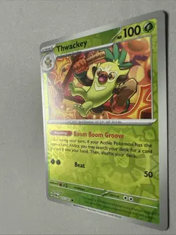 Pokemon TCG * SV Twilight Masquerade * 15/167 Thwackey REVERSE HOLO Common * NM - Image 2