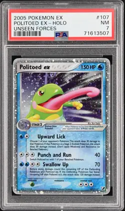 PSA 7 Politoed EX Unseen Forces Holo Foil Ultra Rare #107 2005 Pokemon NM - Image 1