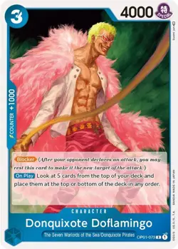 One Piece Donquixote Doflamingo (073) (OP01-073/284) OP01 Romance Dawn NM FOIL - Image 1