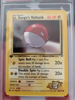 PSA 2000 1ST EDITION Pokemon Gym Heroes, Lt. Surges Voltorb #84 SHARP CARD - Image 2