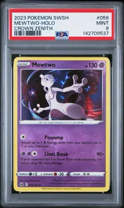 PSA 9 Mewtwo 059/159 Holo Crown Zenith Pokemon Card GEM MINT Low Pop - Image 1