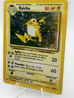Pokemon Raichu 80 HP Holo Rare Card Base Set 14/102 English WOTC - Image 5