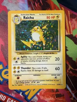 Pokemon Raichu Base Set 14/102 Holo Rare 1999 Wizards Copyright Card - Image 1