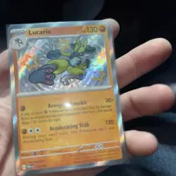 Pokemon TCG Lucario Card 174/091 Paldean Fates Shiny Holo Rare NM Condition - Image 2