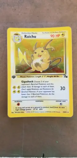 1995-1998 Pokemon TCG Raichu Holo Rare Unlimited Fossil 14/62 Nr Mint* - Image 1