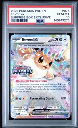 Pokemon Prismatic Evolutions Eevee ex 075/131 Surprise Box Stamped PSA 10 - Image 1