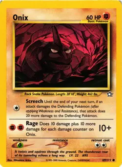 Pokemon TCG Onix Neo Genesis Set 69/111 Common VLP - Image 1