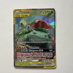 Pokemon Celebi & Venusaur GX TAG TEAM Ultra Rare Holo Sun & Moon Team Up 1/181 - Image 1